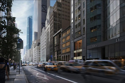 One57: The tower seen looking down the illustrious 57th Street.