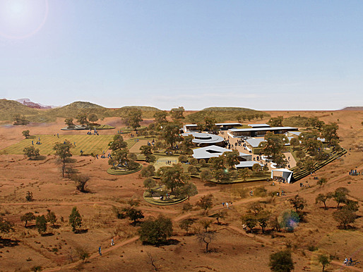 Holcim Gold Award: Secondary school with passive ventilation system, Gando, Burkina Faso by Kéré Architecture, Germany: Aerial view.