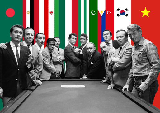 Image: ©BOARD (http://www.b-o-a-r-d.nl/). Original image: Photo still from Lewis Milestone's 1960 "Ocean's 11" film starring Peter Lawford, Frank Sinatra, Dean Martin, Sammy Davis, Jr., and Joey Bishop. ©Warner Bros