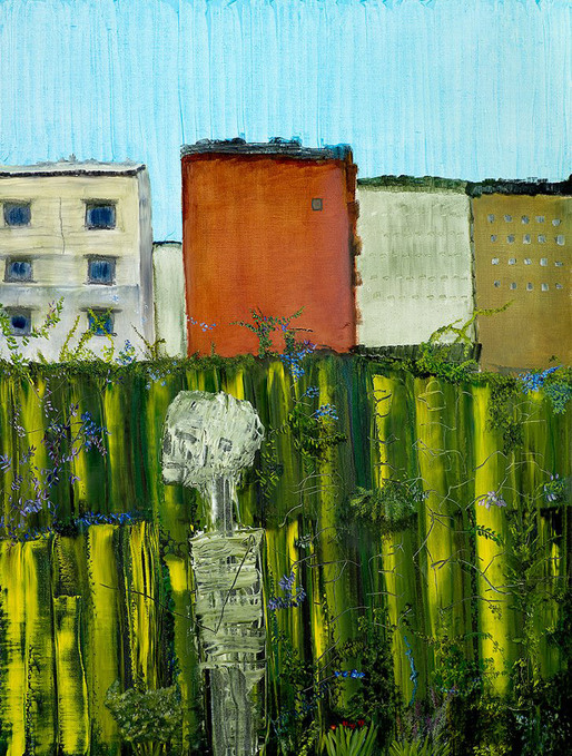 I am thankful for my skeleton. He is still in the garden - Oil on linen 26