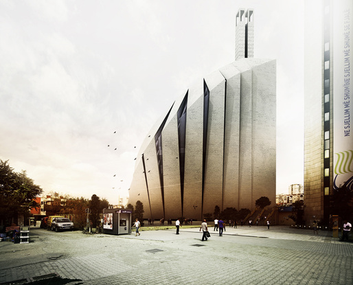 Street view of the Prishtina Central Mosque entry by TARH O AMAYESH Consultant Architects & Town Planners (Image: TARH O AMAYESH)