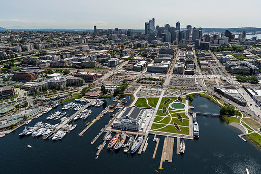 An aerial view of the museum, at bottom center. Credit- Stuart Isett for The New York Times