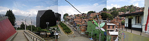 Panoramic, Parque Biblioteca (Library Park) España in Santo Domingo Savio, Medellín (Colombia)