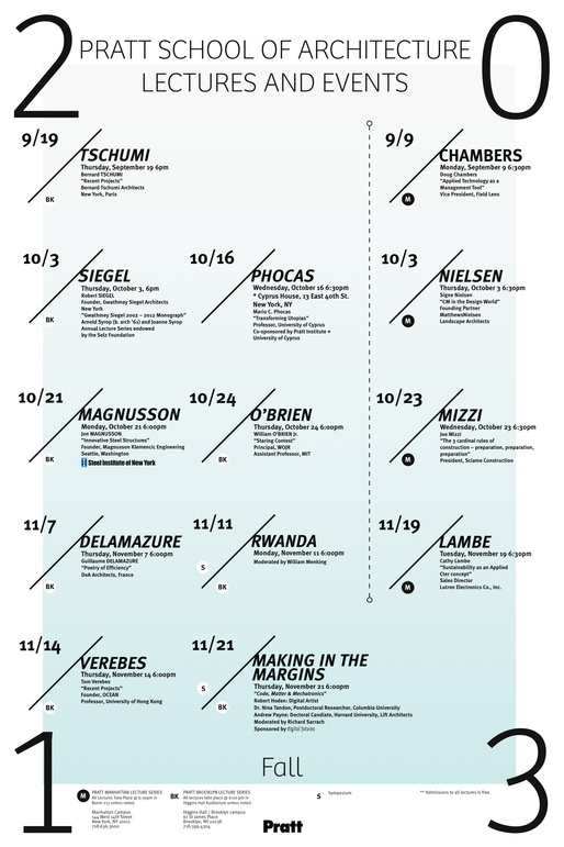 Pratt Institute | LECTURES & EVENTS FALL 2013