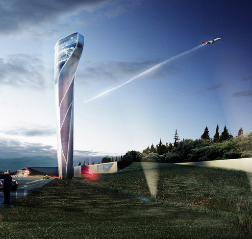 Rendering of the UNStudio-designed Kutaisi Airport Control Tower (Image: UNStudio)