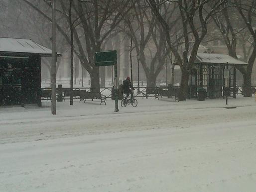 Matt battles the snow on his way to Wooster Square