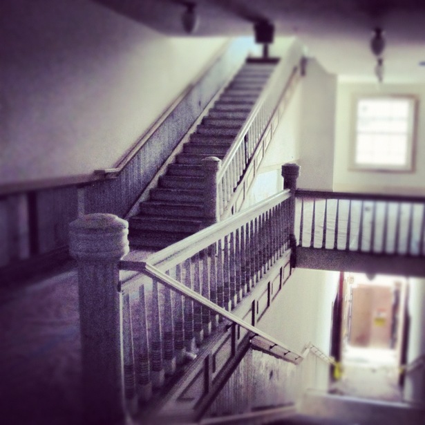restored staircase during construction