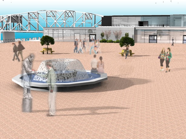 Plaza View - Rendered in Podium and entorage added in Photoshop
