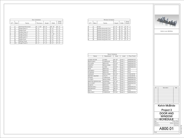 A800-01 - Door and Window Schedule