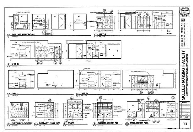Interior Elevations- Alzheimer's Units, Dietary, Staff, Charts, & Meds Rooms.