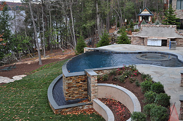 The pool, vanishing edge, waterfall, and trough 