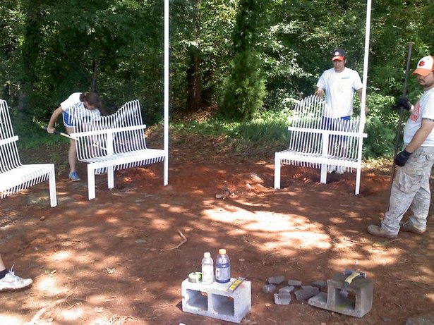 installation of the pedestrian benches
