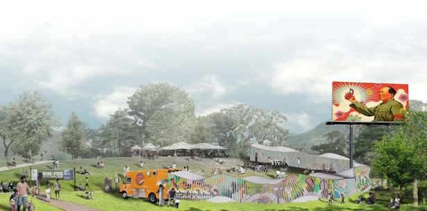 Special edition of Bistro-a-go-go deployed in a park