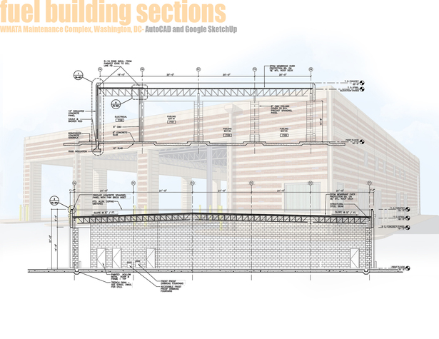 Fuel Building - Building Sections and Sketchup Render