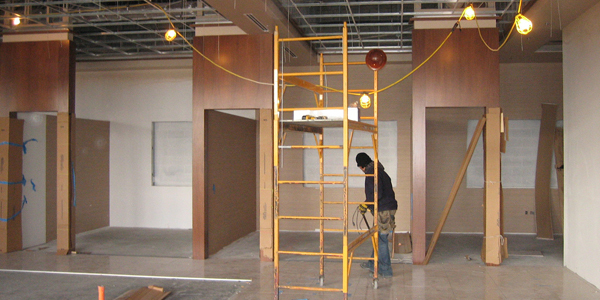 Custom Designed Mahogany Office Door Frames Under Construction