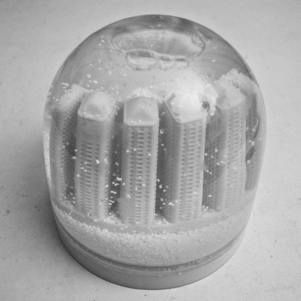 King Camp Gillette's 1894 utopian proposal, in a snowglobe. More information here: http://albertchao.com/Metropolis
