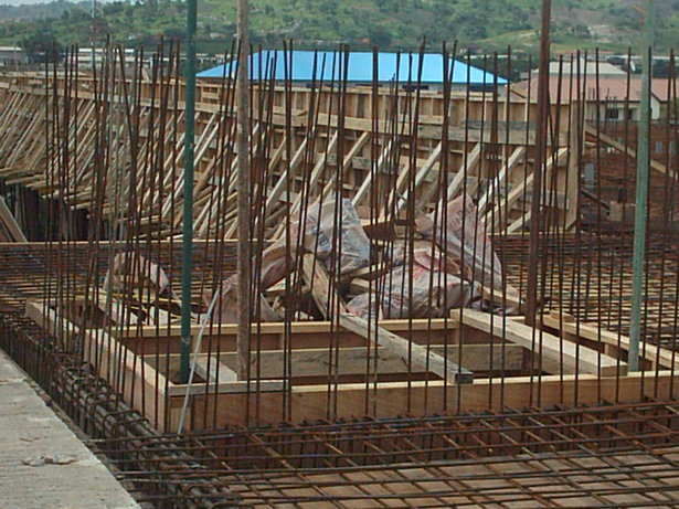 A view of the elevator shaft still under construction