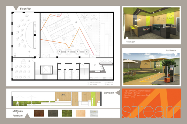 ROOF w/ cafe, roof garden with exhibition & classrooms