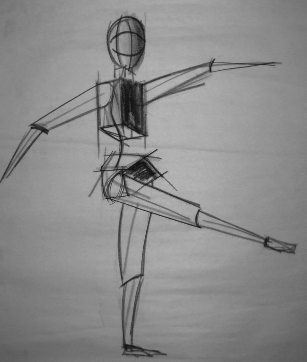 Architecture of the Human Body, conte crayon on newsprint, 24