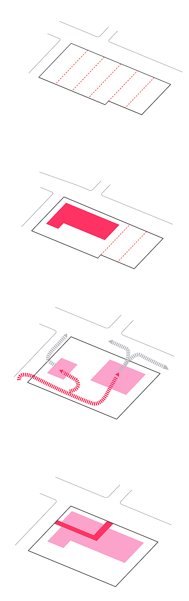 Diagrams: Lot size 35,775 square feet, Fire station takes 4 lots, Fire truck circulation, “L” shape user circulation