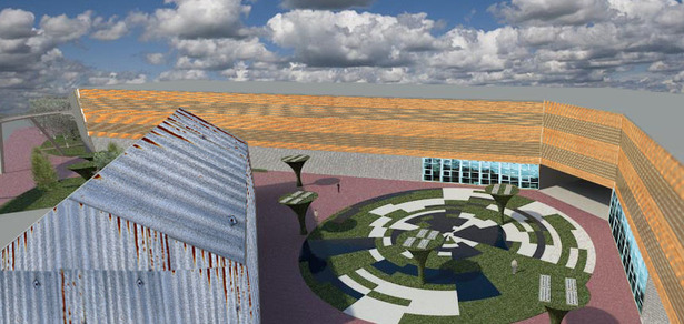 this image shows how we tried to bring sustainability to the site, as well as respected the industrial buildings on the site