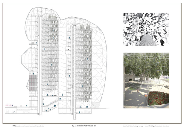 SECTION TROUGH TOWERS B-D AND INTERIOR IMAGES