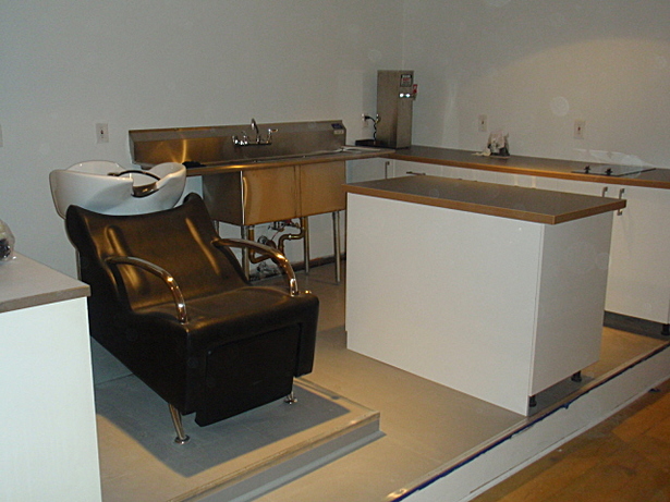 New work space in old Kitchen area.
