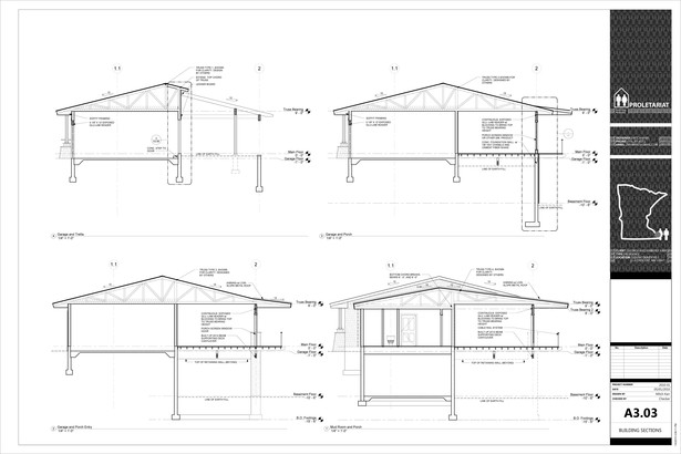 Karr Residence. Construction Drawings. Building Sections.