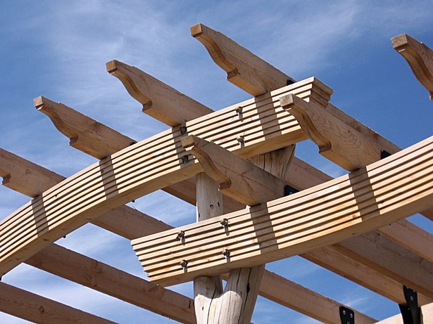 The curved beams were formed from Cedar boards laminated masterfully by Vermont Artisan Eric Sprenger.
