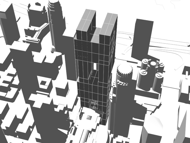 massing study- Conceptual tower study in rhino render and model