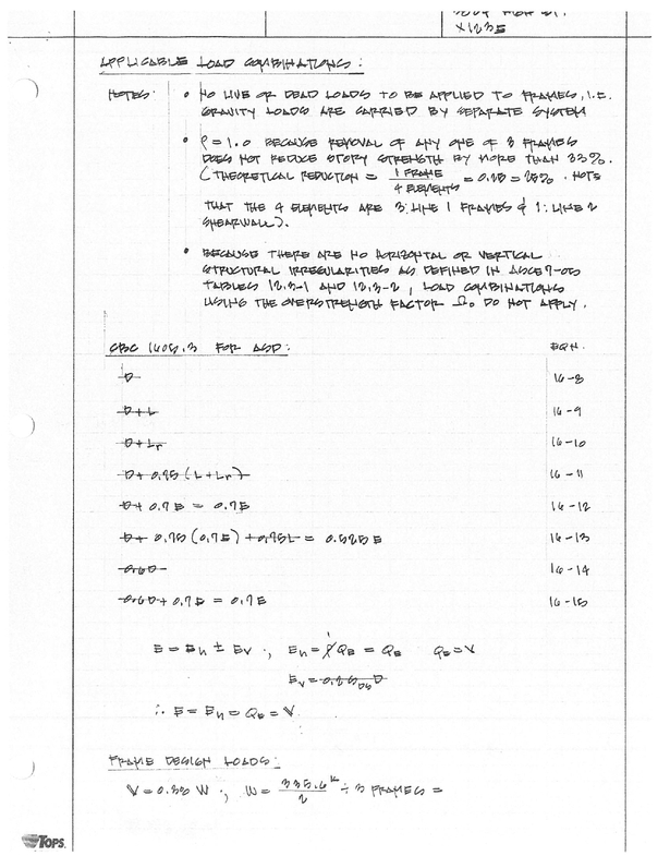 Examination of applicable load combinations. 