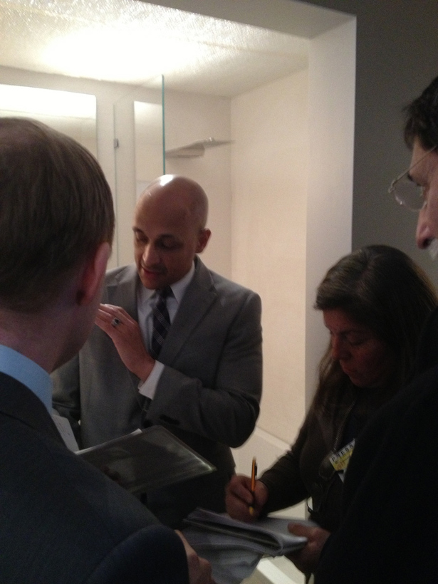 NYC Housing Preservation and Development Commissioner Matthew M. Wambua visiting Minimal USA's GLAM Bathroom at MCNY
