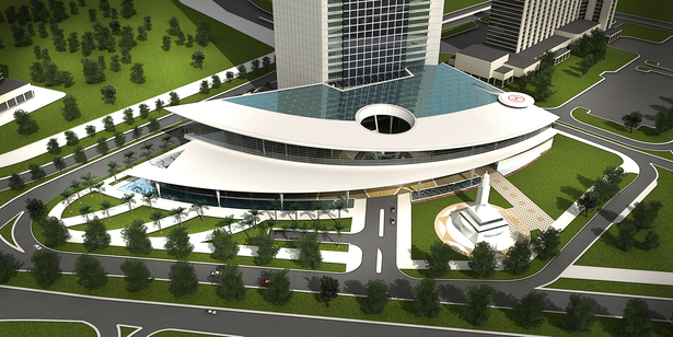 ariel view of podium design