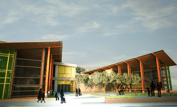 Entry to Seattle Public School and view of proposed street car station