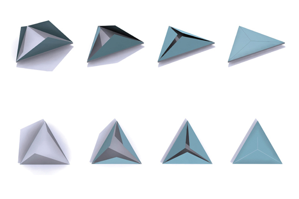 The form of the buildings are predicated on the need for the school to be transported to new locations as a result of violance and revolution. Each of the triangular side walls collapse down to form a single, stackable floor plate. Not quite a pyramid, not quite a prism, the form is just.