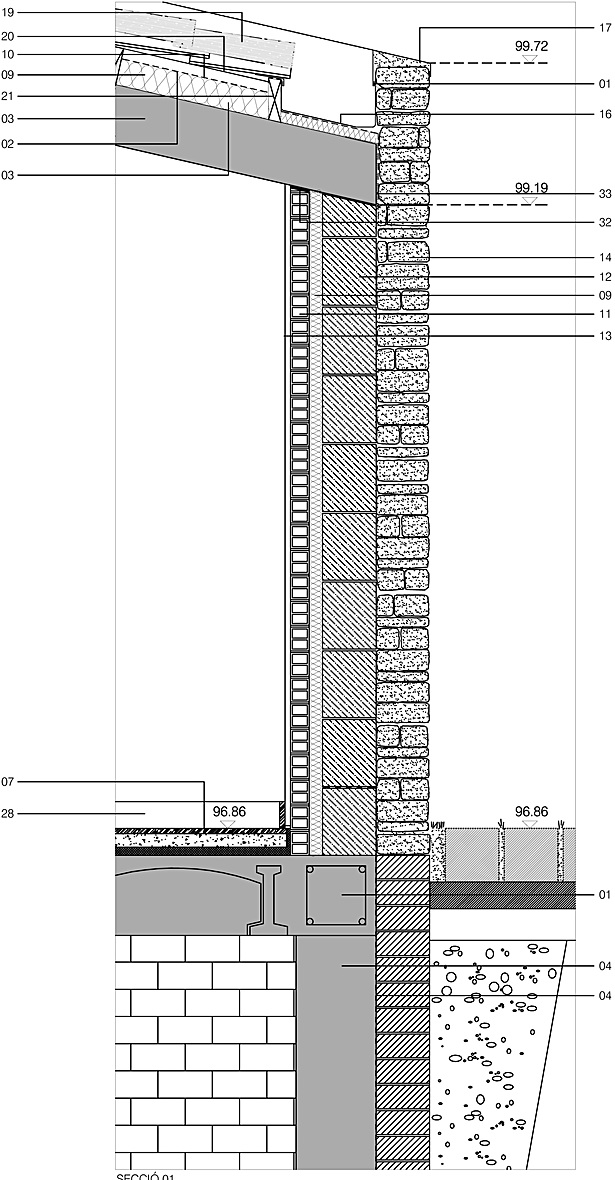 Façade's vertical section detail