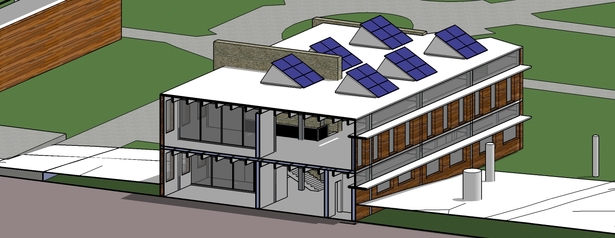 Shading devices on the P&R building