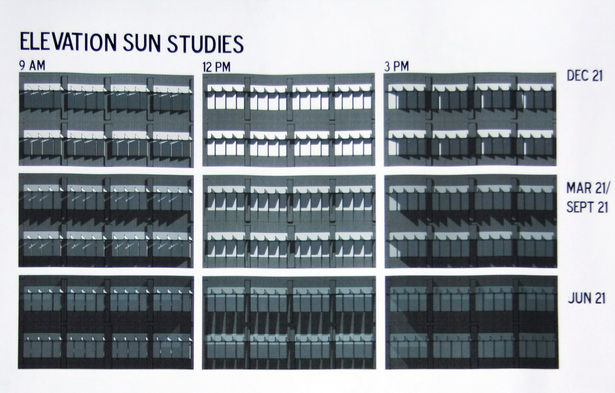 Exterior study from a SketchUp model for solar heat gain through the glazing surfaces