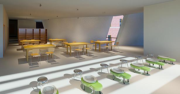 Classroom interior rendering