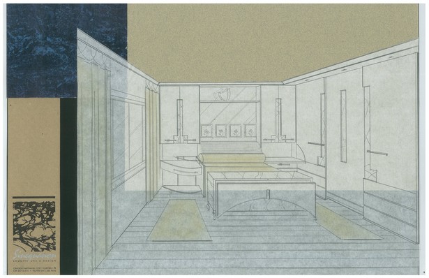 Young Lady's Condo | Living Room Bachelor's Condo | Interior Hand-Sketch