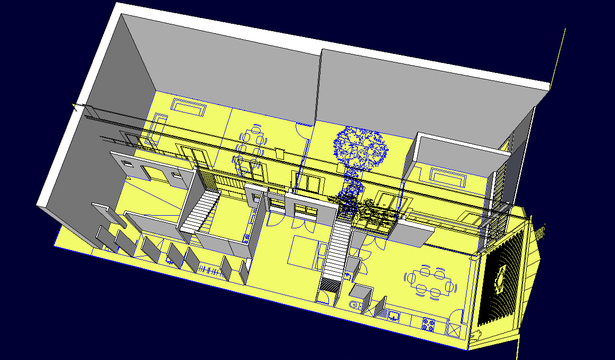 Conception d'un projet de construction et rénovation de deux logements et ateliers, sous Sketchup à partir de plans Autocad. 3ème PRIX GRAND PUBLIC DE L'ARCHITECTURE DANS LA SECTION MAISON INDIVIDUELLE (évènement initié par le Pavillon de l'Arsenal)