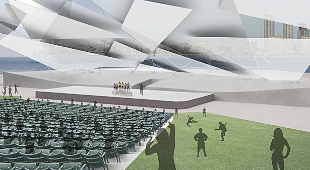 View to the stage during a ceremony