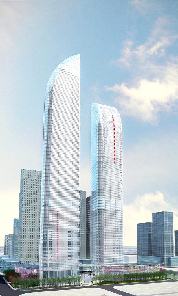 Greenland Yinchuan Super Tall Project, rendering by John Portman & Associates