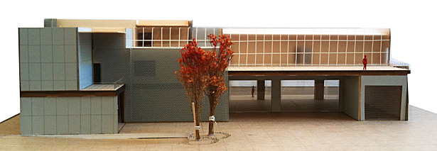 Physical model-facing east