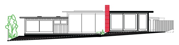 The east elevation showed the 3 distinctly different sections. 