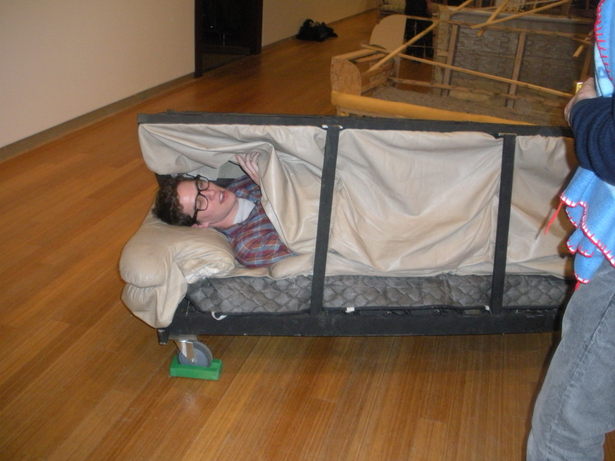 Exhibition, Mobile Refuge being tested by another participant