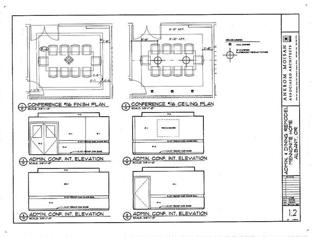 Conference Room Finish Plan, Reflected Ceiling Plan and Interior Elevations