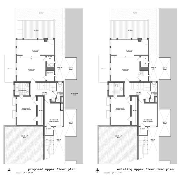 Existing & Proposed Upper Floor Plans