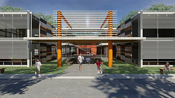 Entrance of building
