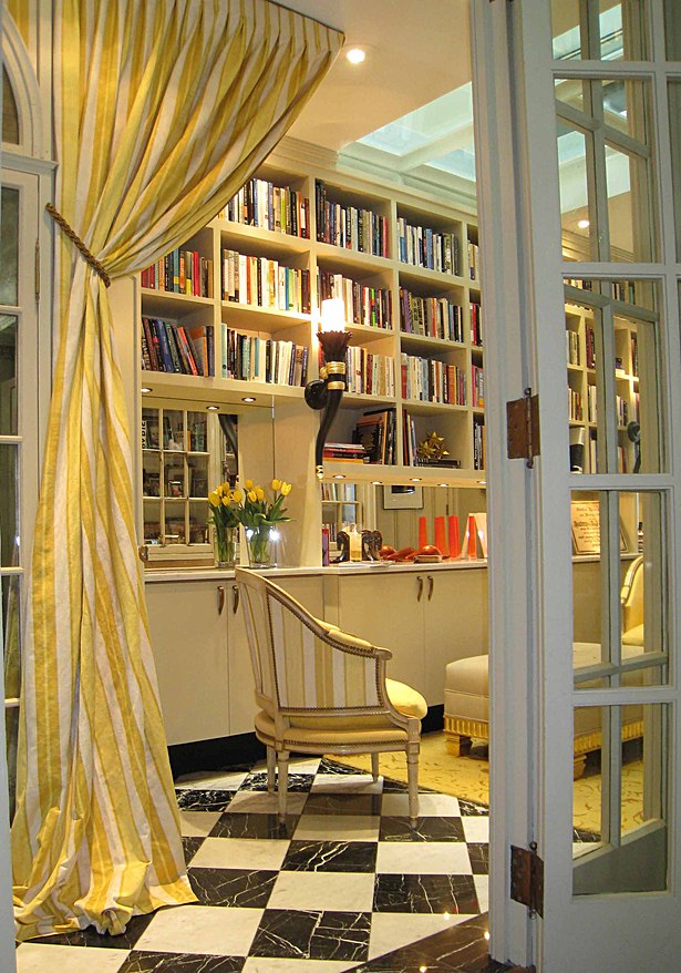 Library and wet bar.